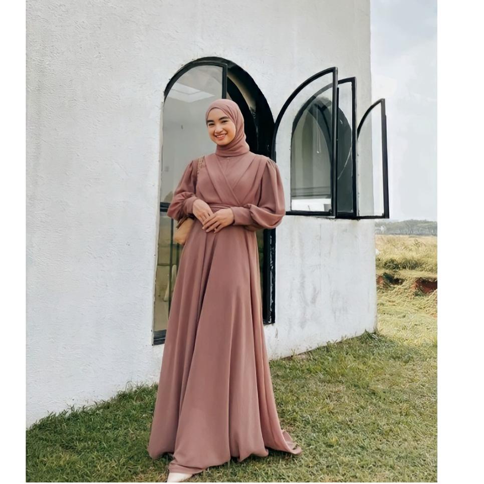 D05Q BEST SR Pakaian Muslim Wanita Gaudy Maxy Gamis Ceruty Babydoll Full Puring Gamis Ceruty Terbaru