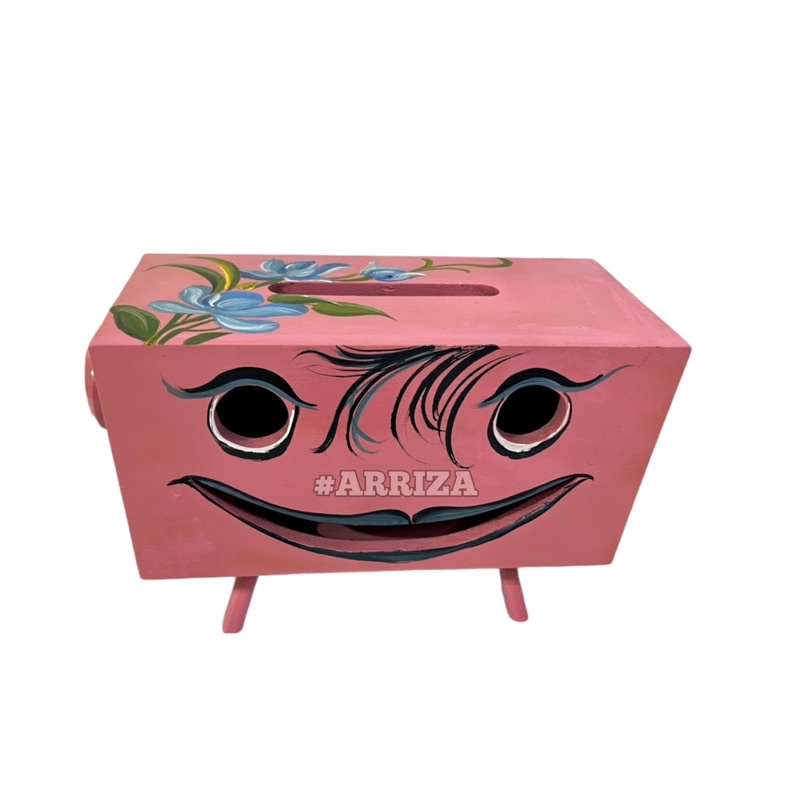 TEMPAT TISU / KOTAK TISSU / TISSUE BOX KAYU JATI MODEL SMILE SPONGEBOOB WARNA