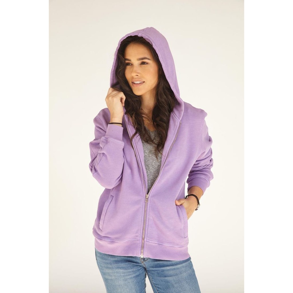 JAKET ZIPPER RESLETING POLOS WARNA UNGU MUDA/LILAC WANITA DAN PRIA BAHAN FLEECE