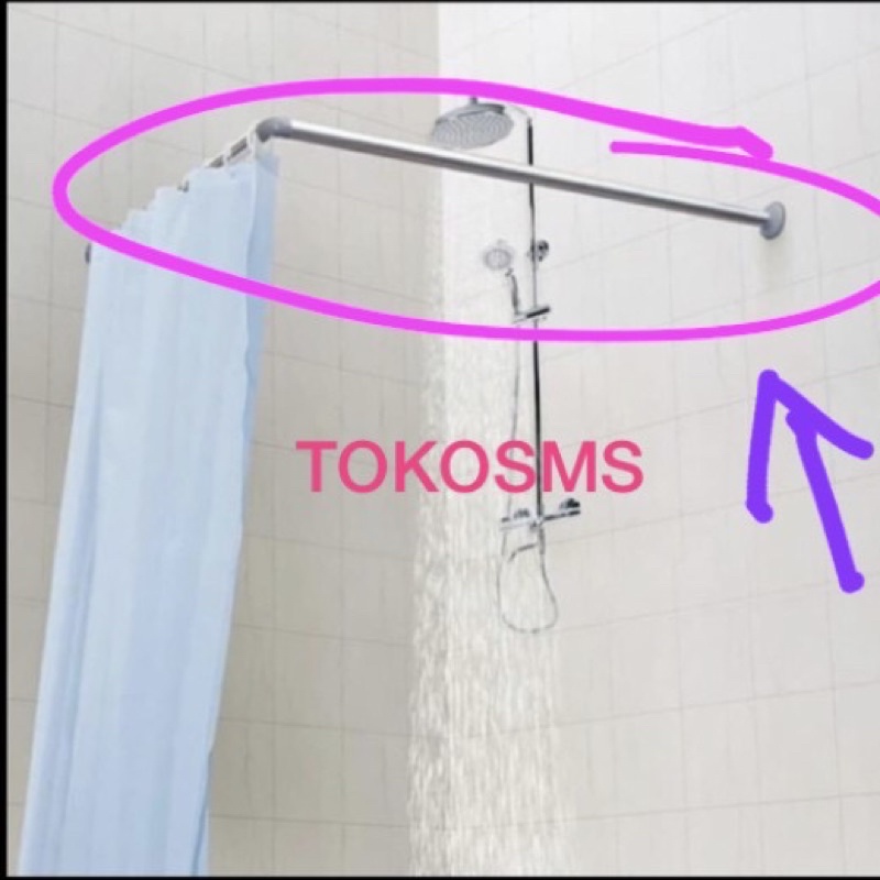 Tiang shower curtain L tiang tirai kamar mandi tiang curtain sudut