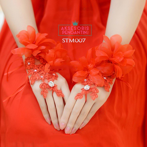 [PRODUK FAVORIT] WEDDING GLOVES BUNGA SARUNG TANGAN WANITA AKSESORIS PENGANTIN STM007