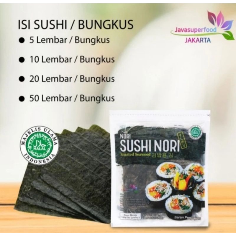 sushi nori seaweed Java superfood roasted seaweed / rumput laut panggang halal 5 / 10 / 20 / 50