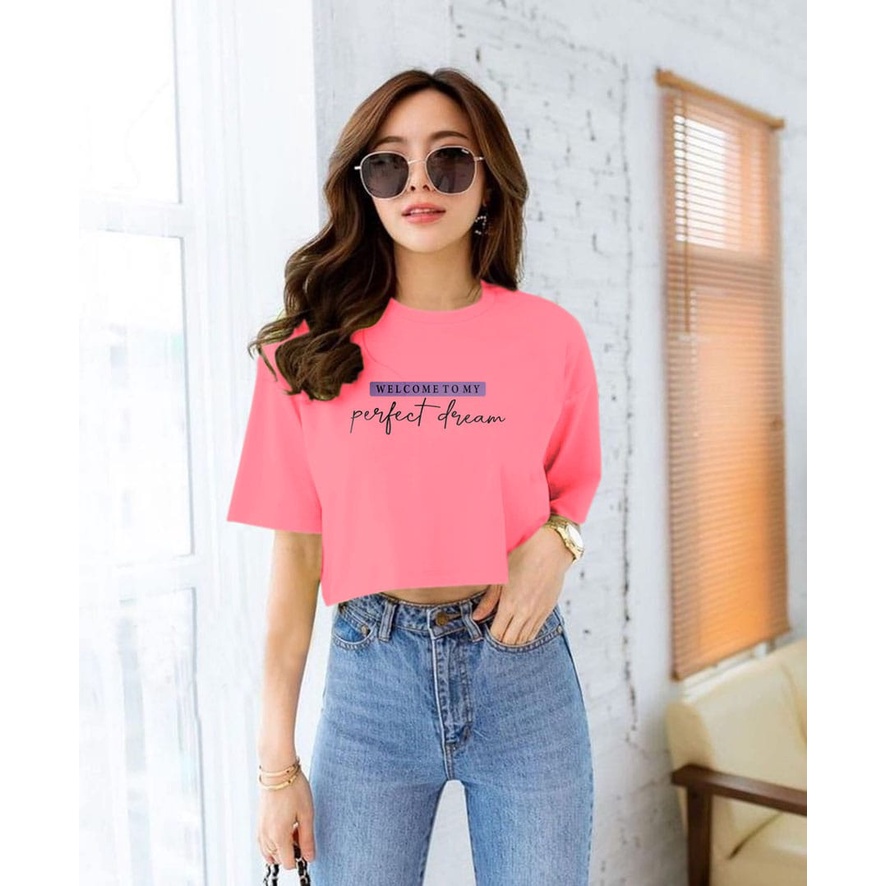 Flava_Store-Welcome Tommy Crop Top Kaos Lengan Pendek Wanita