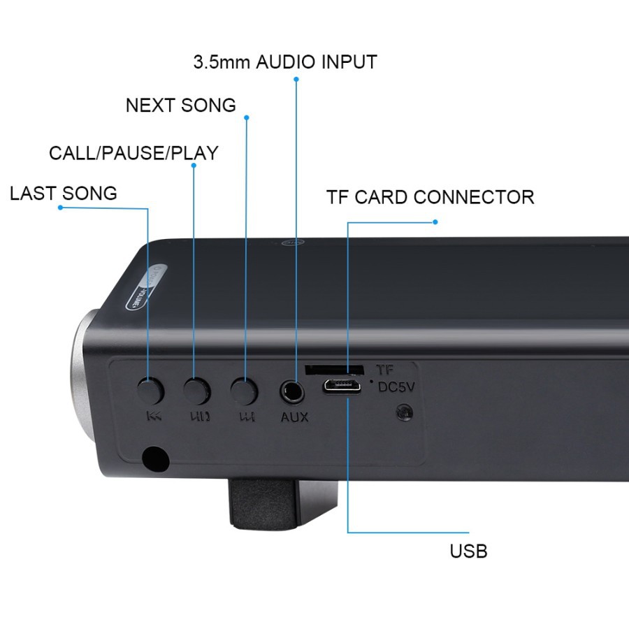 Portable bluetooth 5.0 Soundbar Home Theater With Remote Control LP-08S