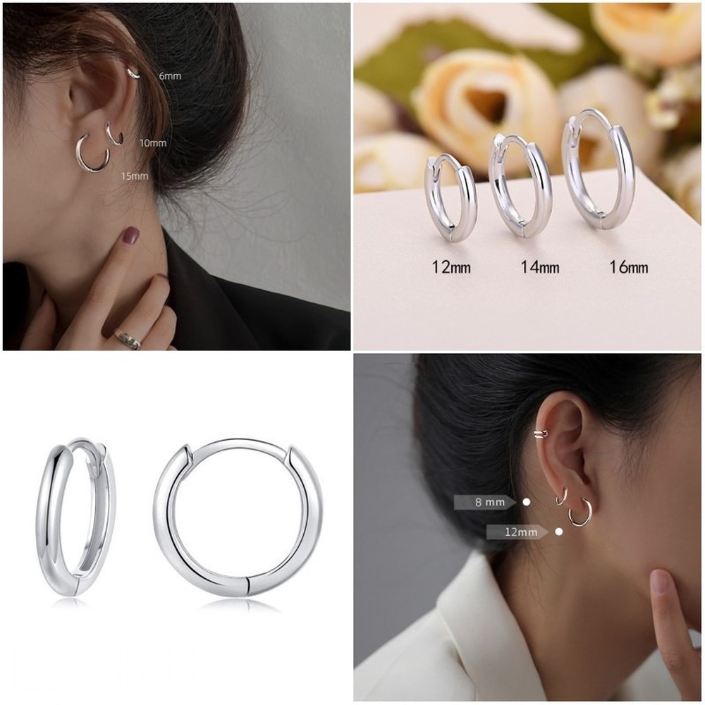 Candy Jewelry 1 Pcs Stainless Steel Hoop Earrings Geometric Circle Fashion Earring for Women 8 10 12 14 16 18 20mm