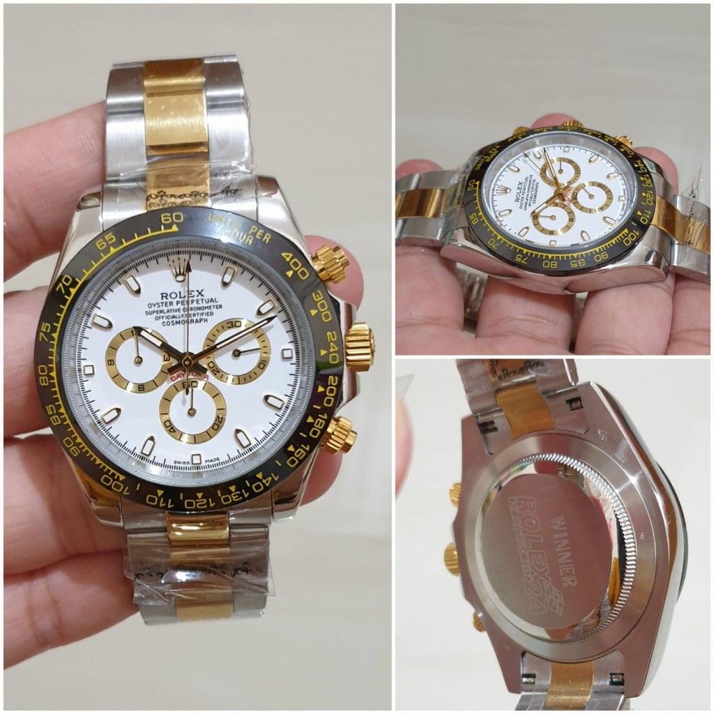 COD Promo Jam Rolex Special Daytona Combi Garansi 1th Kaca Anti Gores - Automatic - Jam Import - Jam