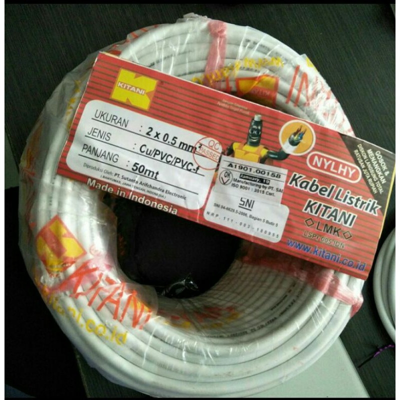 Kabel listrik NYL HY 2x0,5 merk Kitani