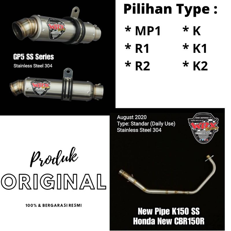 Knalpot WRX Racing K150 GP5 Honda New CBR150 & CB150 R Facelift K45G