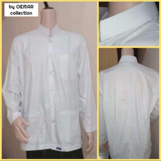 BAJU KOKO AMMU merek Oemar terlaris haibah ammu atasan pria baju  koko pria habaib kiyai para ust-Putih