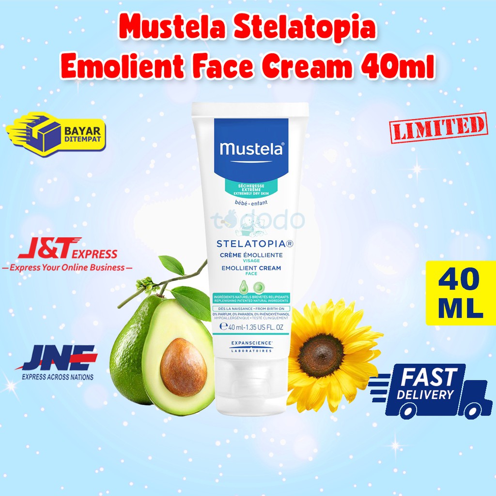 Mustela Stelatopia Emolient Face Cream 40ml / Krim Wajah