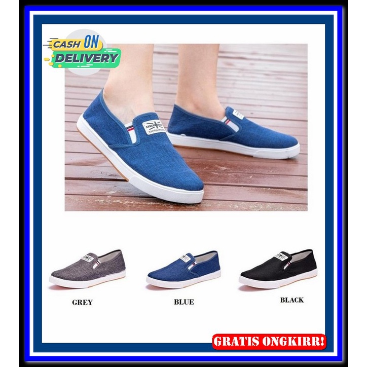 Sepatu Sneakers Slipon Fasion Import Sptu Slepon Cewek Terbaru Kekinia Sh26 Sepatu Pria Casual Denim