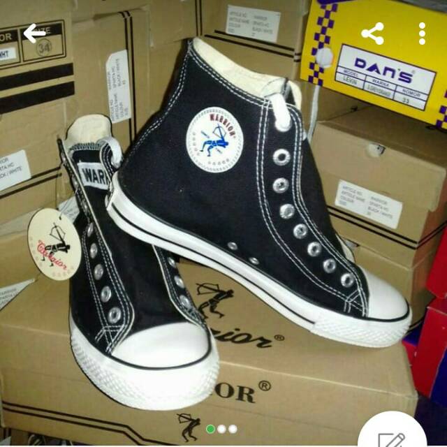 Sepatu Warrior tinggi Sparta Hitam putih Original