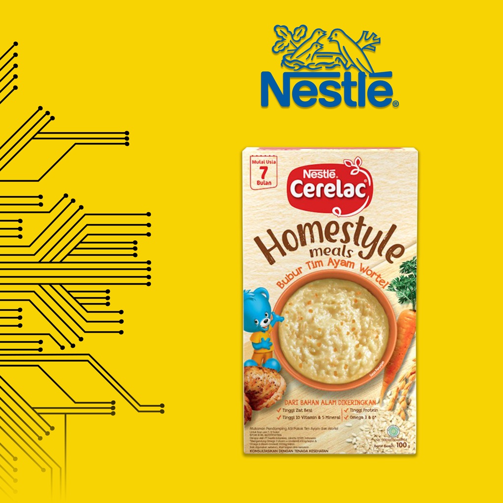 Nestle CERELAC HOMESTYLE Bubur Bayi Cerelac 7 Bulan Rasa Ayam Wortel + Rasa Sayur MPASI BAYI 100gr