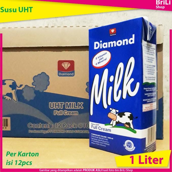 

BAYAR DITEMPAT Susu UHT Diamond Full Cream 1 liter Karton Plain Dus isi 12