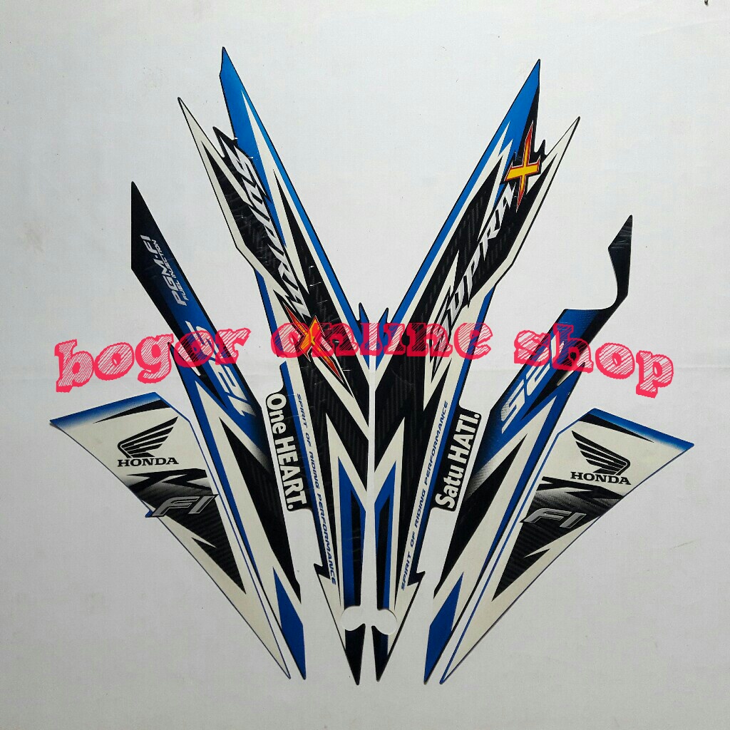stiker motor supra x 125 fi 2014 biru