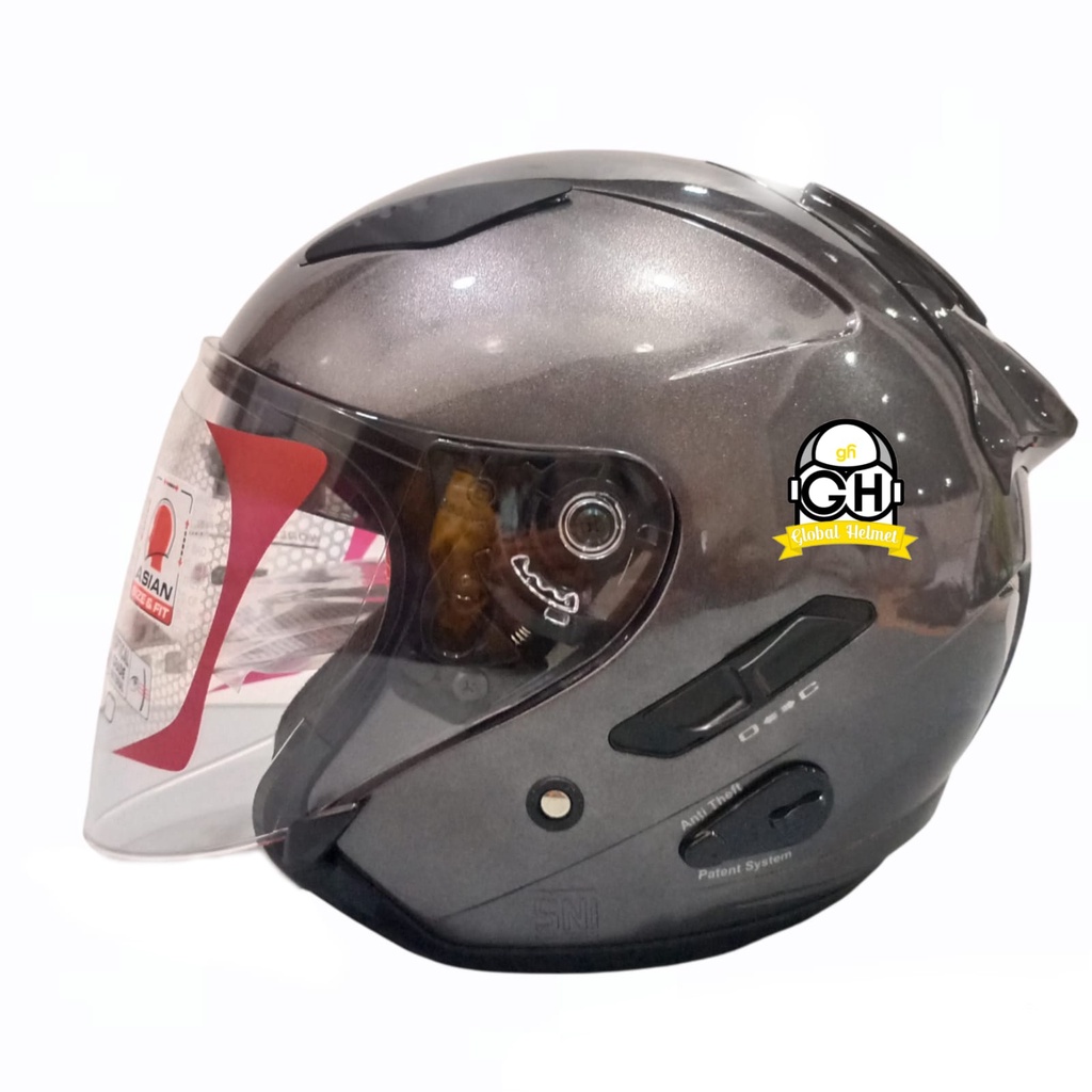 HELM GALAXY FLAT R SOLID GUNMET DOUBLE VISOR HALF FACE