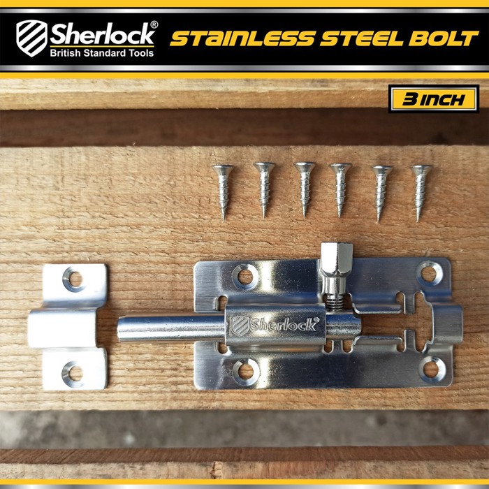 Grendel Slot Kunci Pintu 3 inch / Sherlock Stainless Steel