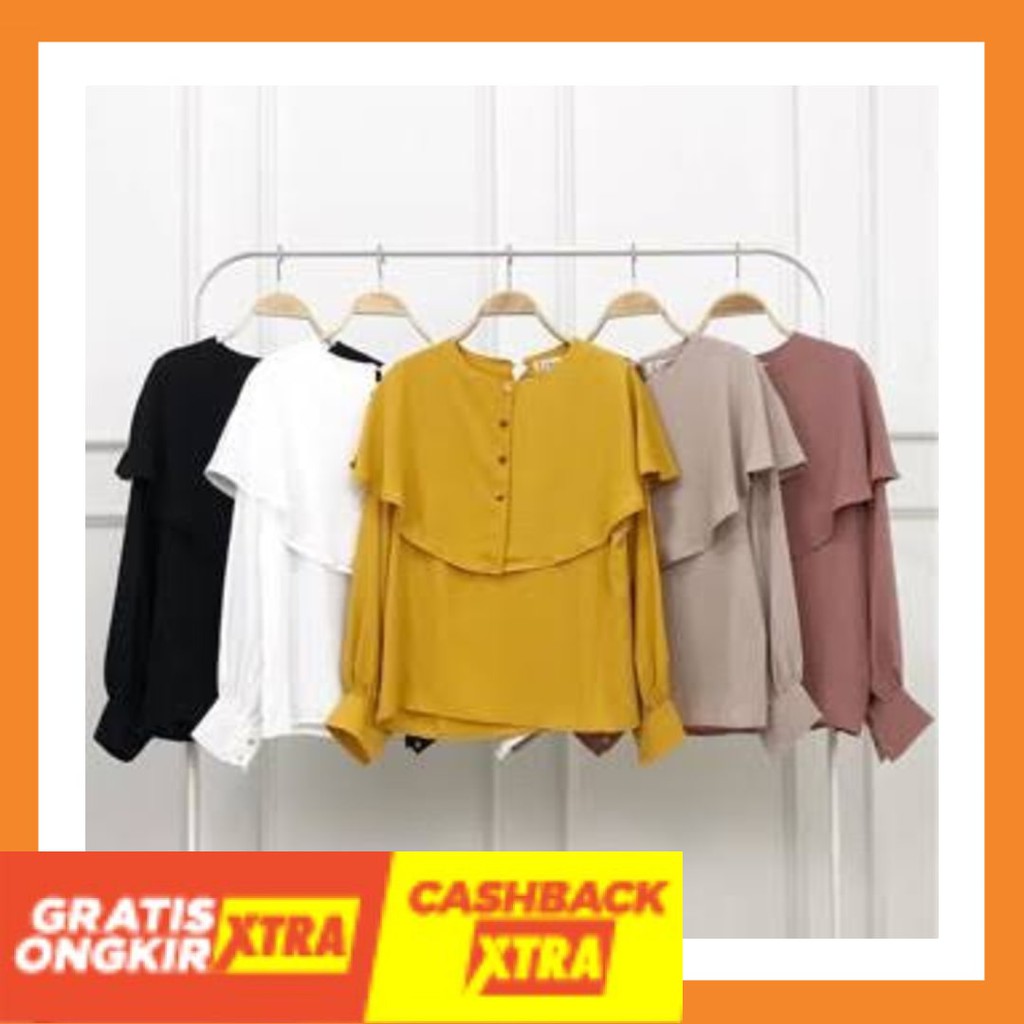 STYLE KOREA KEREN IMPORT MURAH ORIGINAL BISA COD / NIKI BLOUSE SUSUN MOSCREPE