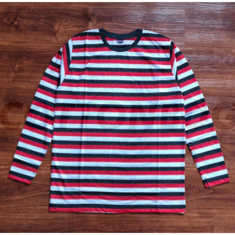 Kaos stripe 3 warna lengan panjang