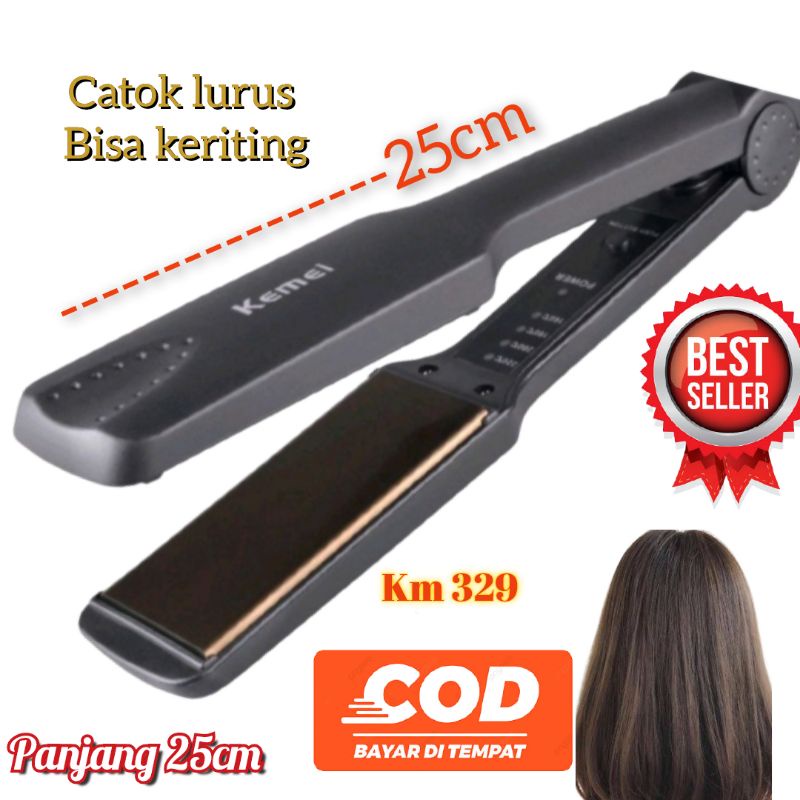 Catok rambut Kemei Km329 Alat mesin Catokan Styling Lurus Keriting Curly 2in1