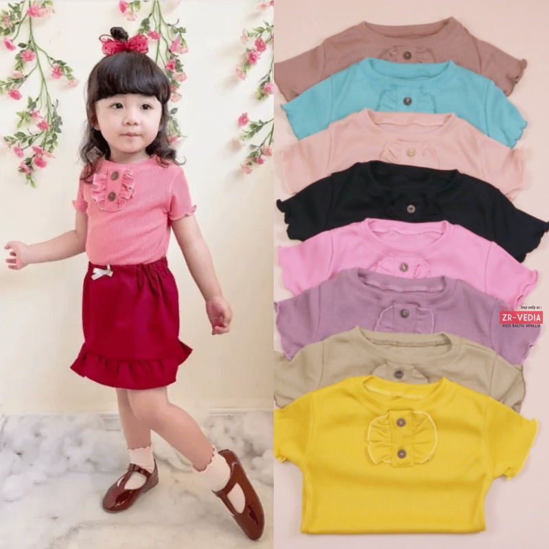 Alesha Knit Wear uk 2-5 Years / Kaos Anak Bahan Cotton Rib Tebal Stretch Atasan Balita 2-5 Tahun Blouse Polos Perempuan