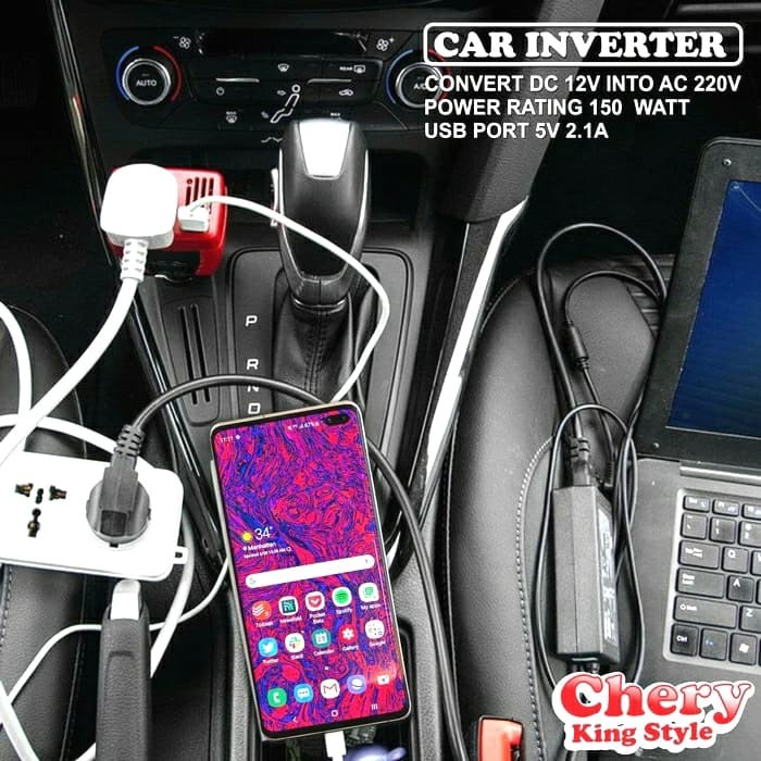 Car Inverter 2.1A Fast Charge Safer Listrik 150w 220v cas hp mobil