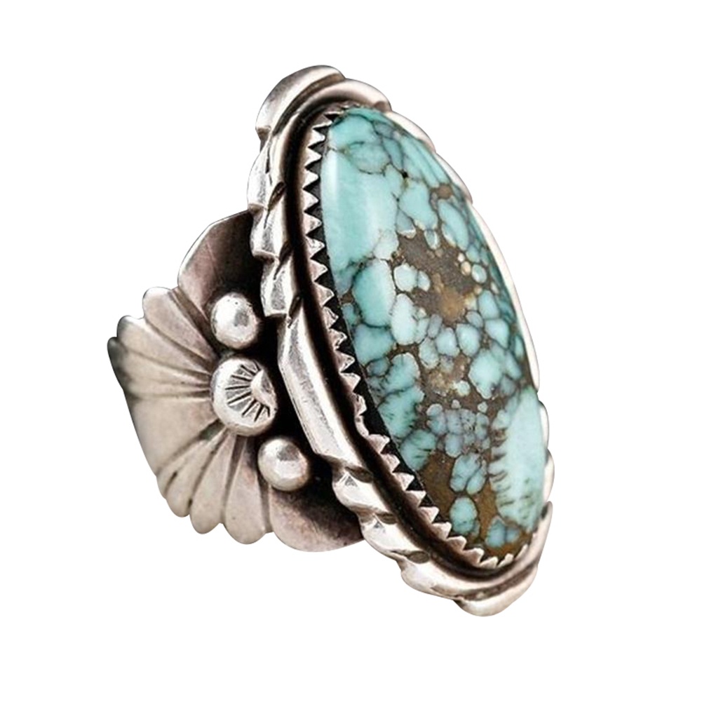 Hu Hu Hu Hu Hu Alat Bantu Pasang Kacamata♡ Cincin Priawanita Desain Ukiran Hias Turquoise Bentuk Oval Gaya Antik Untuk Pestacosplayhadiah