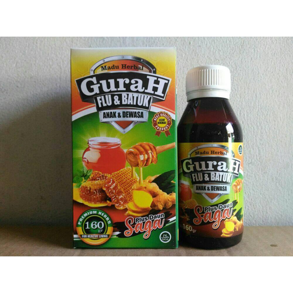 Madu Herbal Gurah Flu &amp; Batuk Anak dan Dewasa PLUS Daun Saga