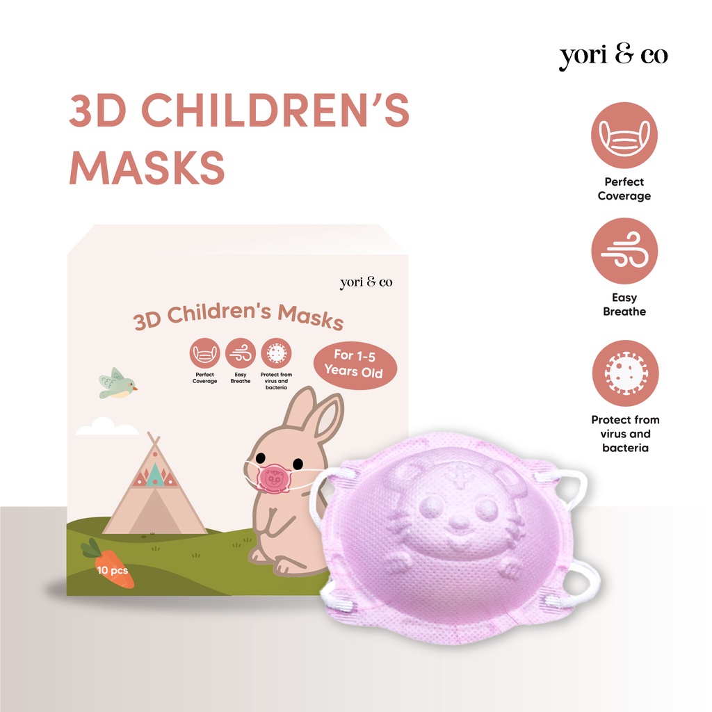 YORI &amp; CO 1 BOX 10 PCS - 3D CHILDREN'S MASK PROTECTIVE / MASKER ANAK/ MASK BABY