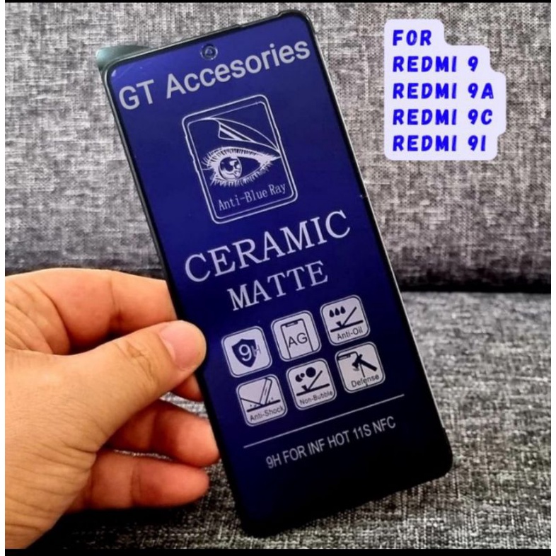 TEMPER GELAS blue  Anti gores Anti minyak tipe Xiaomi redmi 9A/9C