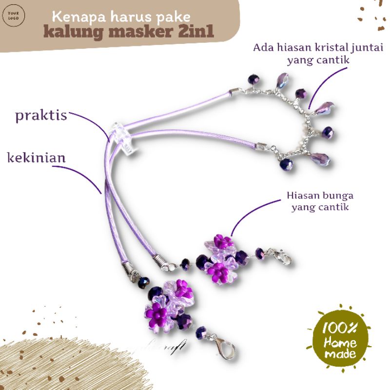 KALUNG MASKER 2IN1/KALUNG MASKER TALI/KALUNG MASKER KRISTAL CEKO