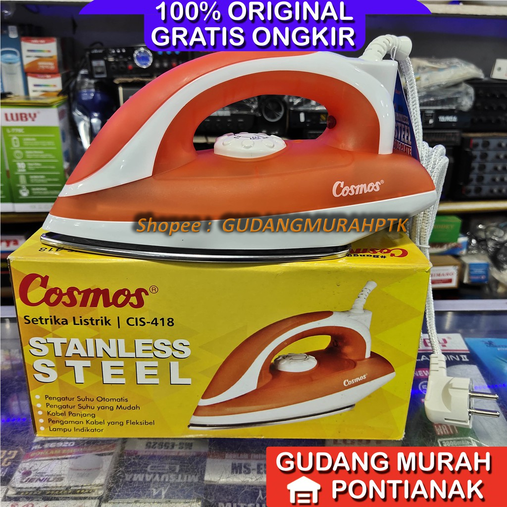 Setrika Cosmos CIS 418 Stainles stenles anti karat penggosok iron