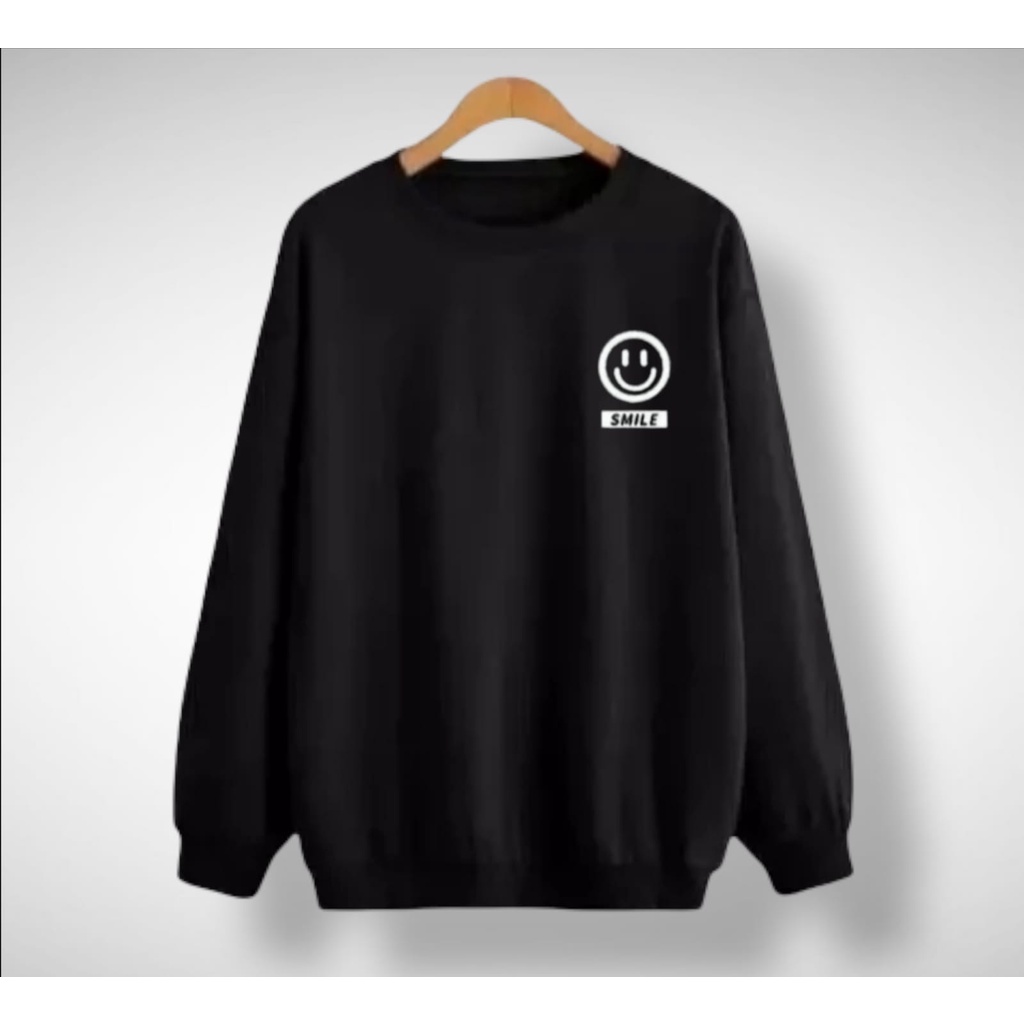 CREWNECK BASIC LOGO SMILE JUMBO/OVERSIZE PRIA - WANITA