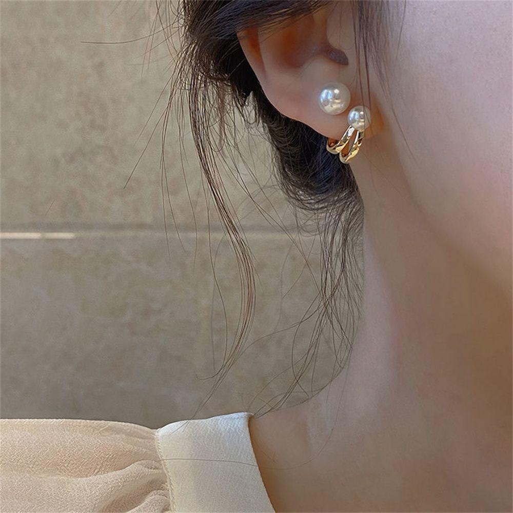 R-flower Pearl Stud Earrings Hadiah Baru Perhiasan Temperamen Elegan