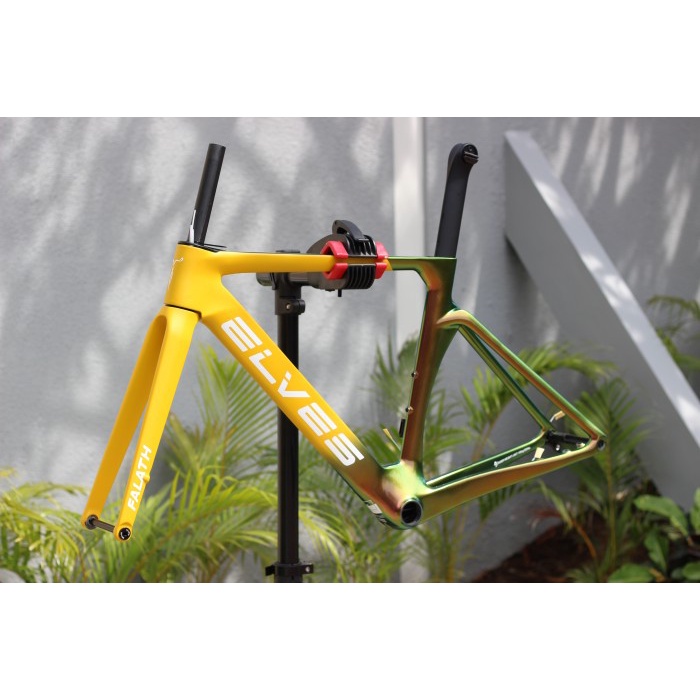 Frame Sepeda Road Bike Carbon Elves Falath Disc Reddish Brown Yellow