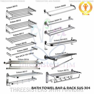 Rak Handuk Lipat Stainless 2in1 Towel Bar Hook Gantungan 