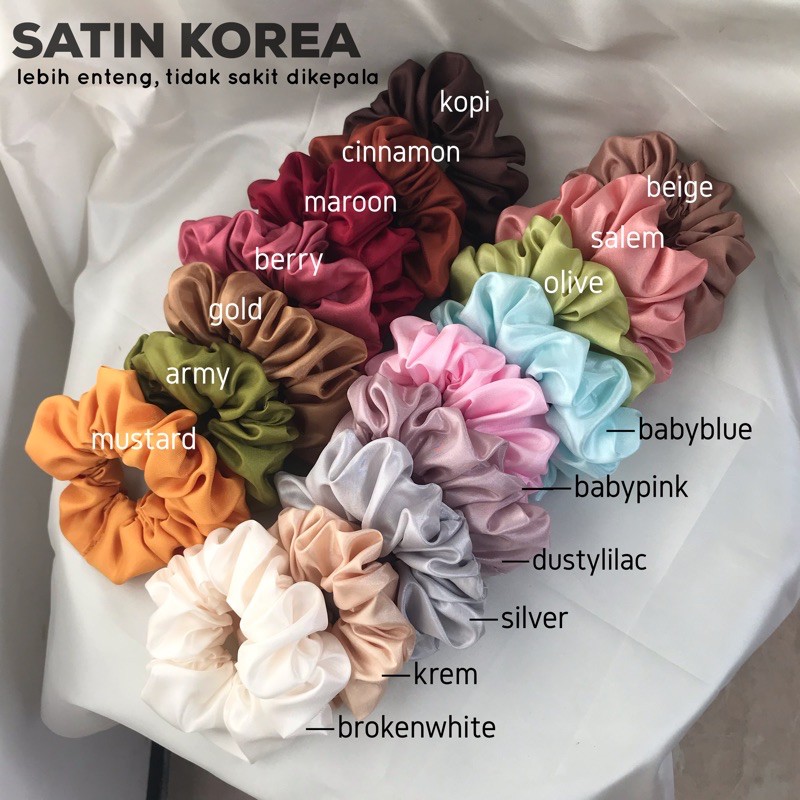 SCRUNCHIE PITA - korea bow ikat rambut bunny kelinci iket iketan cepol cemol satin kuncir hijab