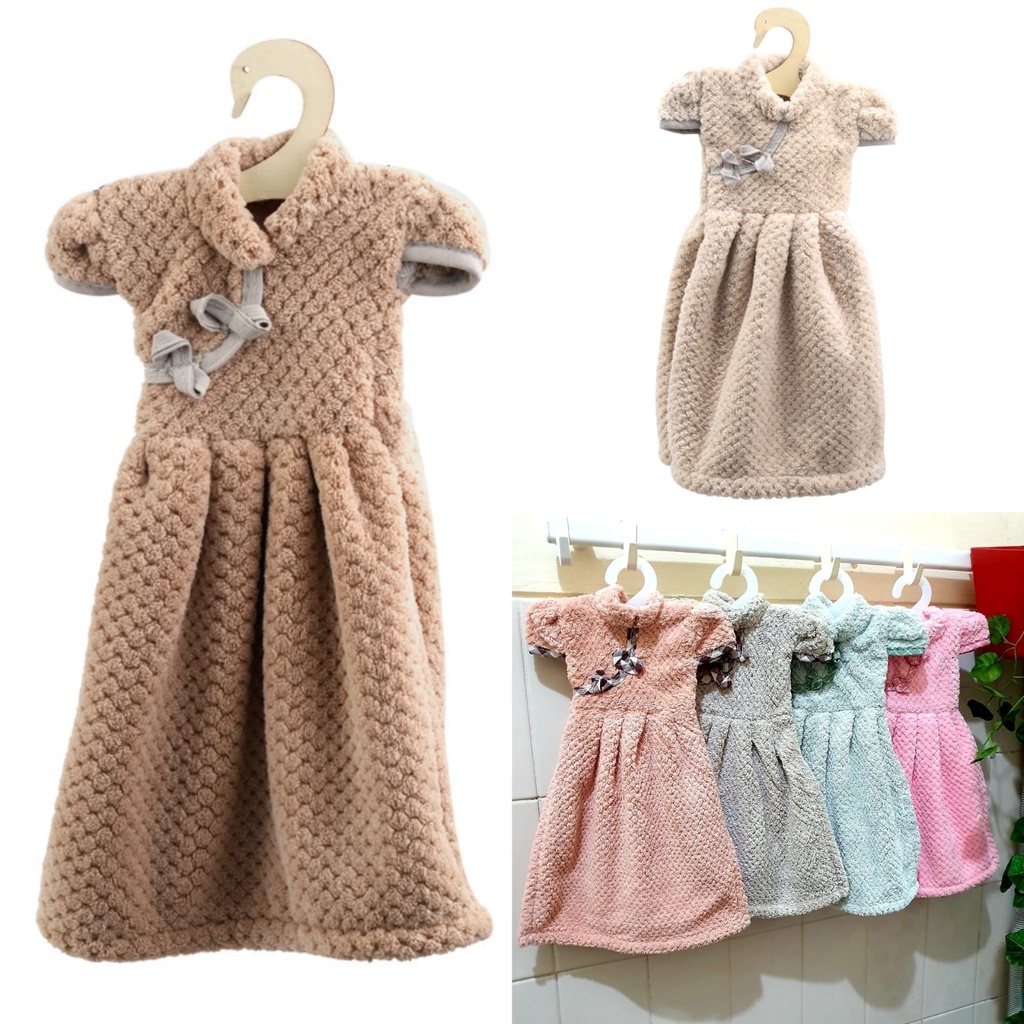 Lap Dapur Gantung Model Gaun Termasuk Hanger Renda Lucu  Lap Tangan Model Baju Dress Penyerap Tinggi Serbet Gantung Wastafel Cantik Kain Lap DIgantung Renda Lucu