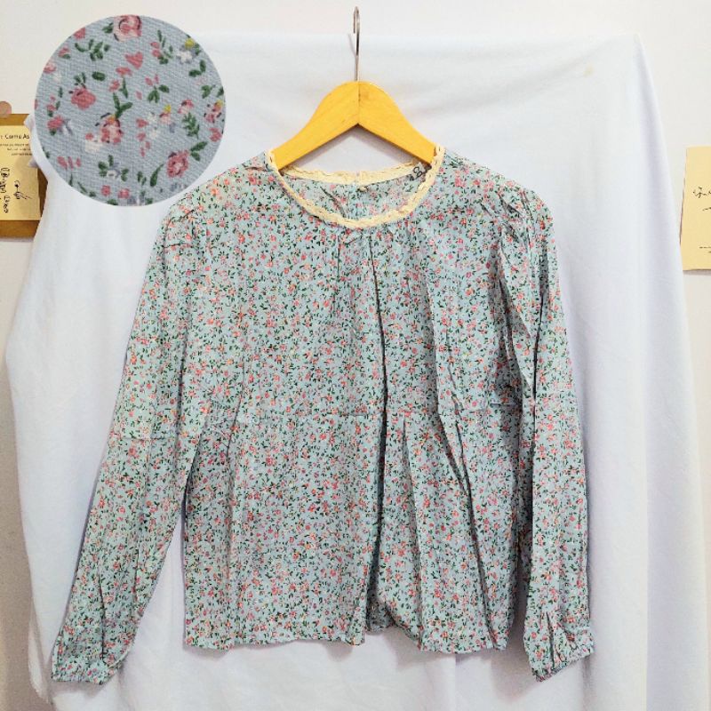 【BISA COD】Chiffon Lace Floral Blouse wanita Lengan Panjang summer atasan blus import cewek-Motif 49