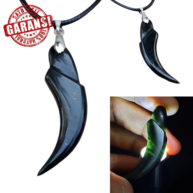 Grosir (SSC) Liontin Batu Giok Hitam Model Kuku Macan Natural Black Jade Bodyglass Premium Termurah