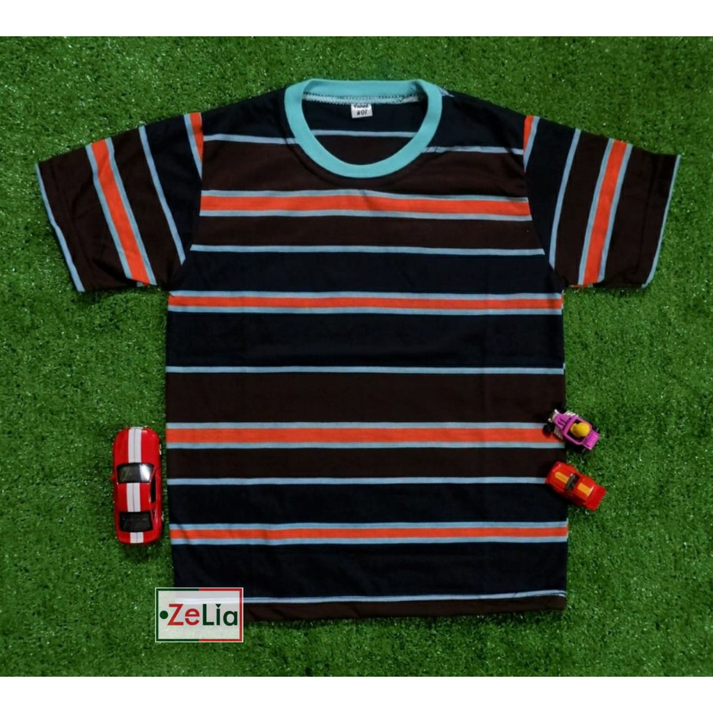 KAOS/BAJU/T-SHIRT ANAK GARIS TANPA KERAH MURAH SIZE L