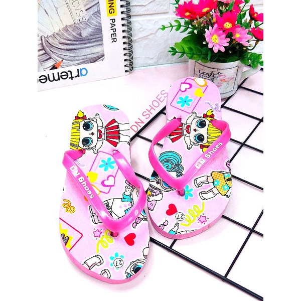 Sandal Anak Perempuan sandal jepit anak motif Lol pink wow