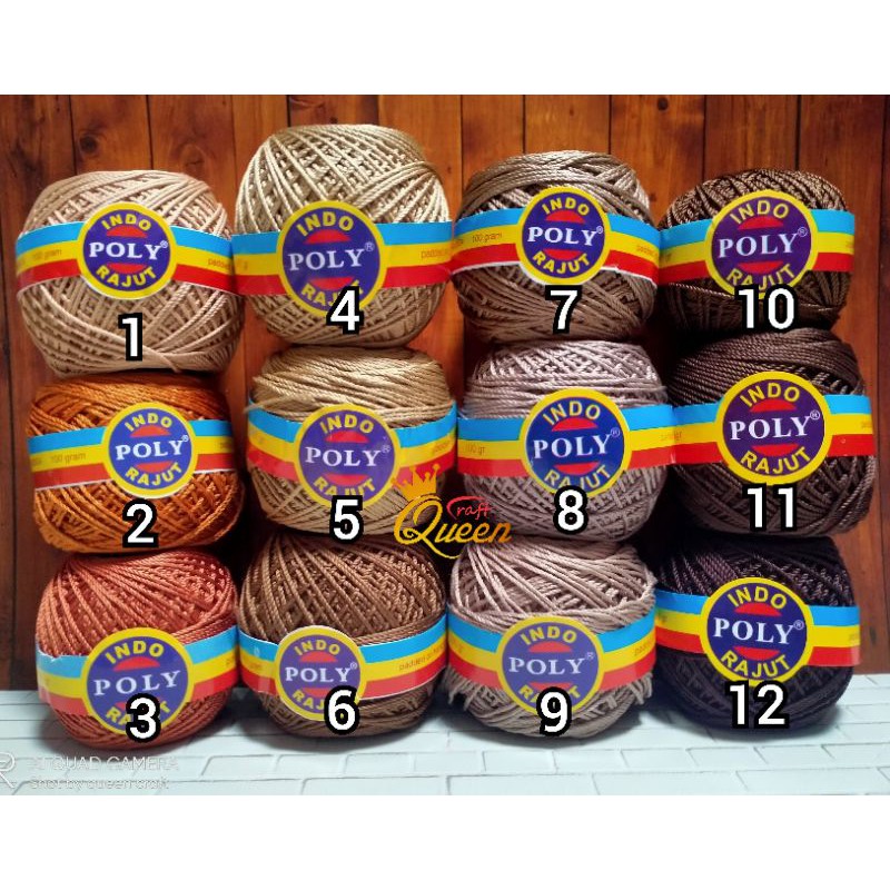 Benang rajut POLY INDO KILAP varian coklat