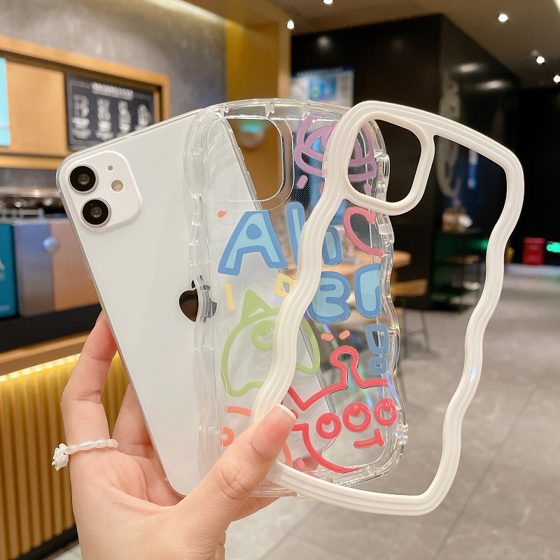 2 in 1 case Pelindung Tahan Jatuh Pola Graffiti Alien Ragdoll Untuk iPhone 11 12 13 Pro MAX X XR XS MAX