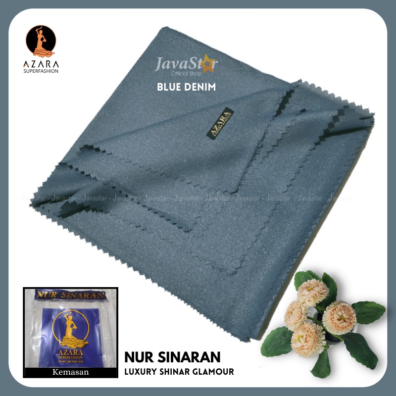 (GROSIR COD) Jilbab Azara luxury NUR sinar glamour Laser Cut kerudung hijab segiempat glowing-Blue Denim