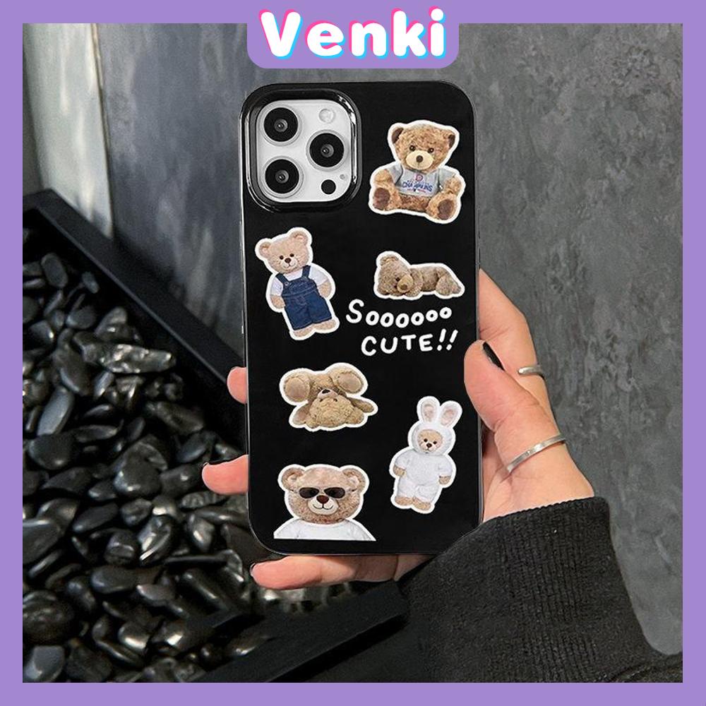 iPhone Case Silicone Soft Case Black TPU Glossy Big Hole Camera Protection Shockproof Sticker Bear For iPhone 13 Pro Max iPhone 12 Pro Max iPhone 11 Pro Max iPhone 7Plus iPhone x xr