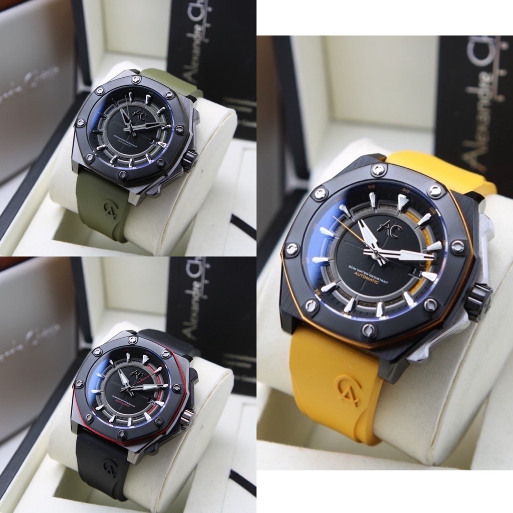 JAM TANGAN PRIA ALEXANDRE CHRISTIE AC 9601 ORIGINAL AUTOMATIC RUBBER