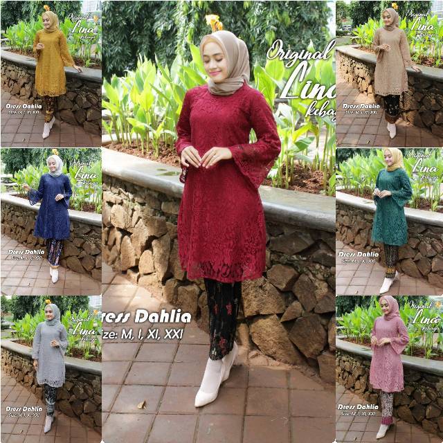SETELAN KEBAYA BROKAT TUNIK DAHLIA / KEBAYA BROKAT JUMBO / DRESS KEBAYA BROKAT / KEBAYA MURAH MODERN