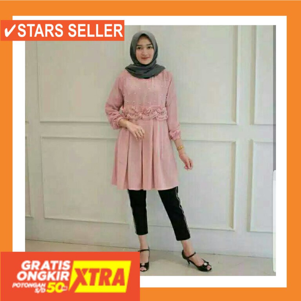 PAKAIAN MUSLIM TERBAIK PALING ANAK ORANG TUA PINK MURAH / Kirana Tunik Tunikmurah Atasanwanita