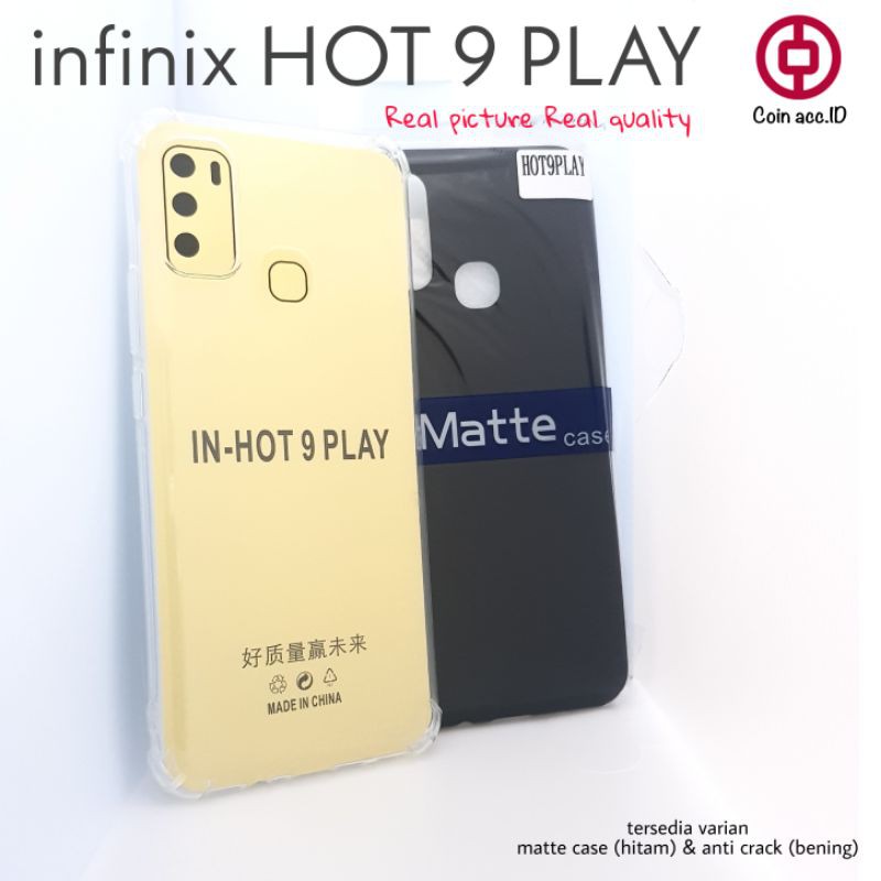 [paket hemat] 2in1 INFINIX HOT 9 play TEMPERED GLASS full 9D ori + SOFT CASE anti crack/matte case